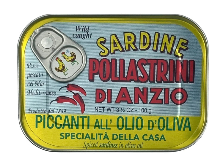 Pollastrini Spicy Sardines in Olive Oil- Wild Caught 100g