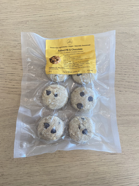Nutritionist made Gluten Free Cookies (6 Frozen) Bake at Home - Salted Peanut Butter and Chocolate