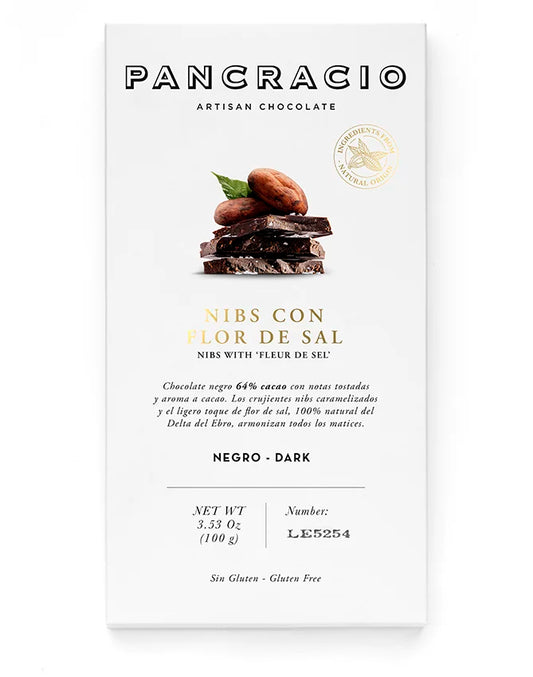 Pancracio Nibs with Fleur de Sel Dark Chocolate (100g)
