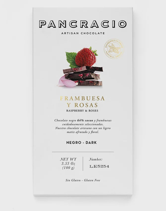 Pancracio Raspberry and Roses Dark Chocolate (100g)